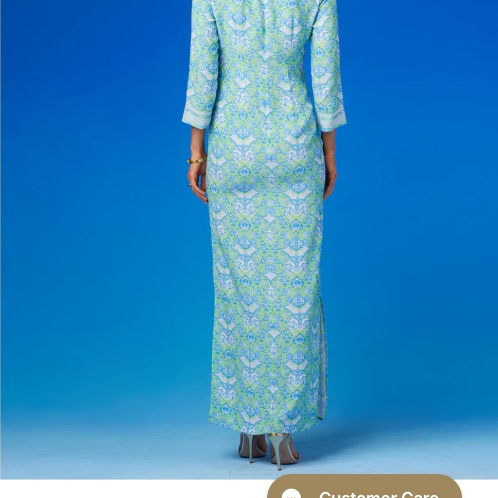 Elegant Blue and Green Maxi Dress - Picture 4 of 6